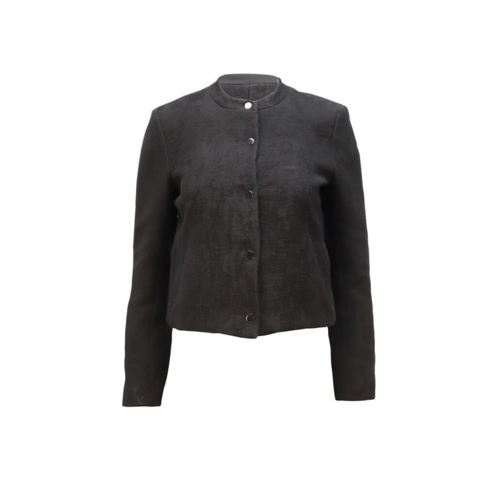 Sandro Paris Cropped Corduroy Blazer in Black Viscose